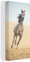Canvas Schilderij Paard - Zand - Woestijn - 20x40 cm - Wanddecoratie