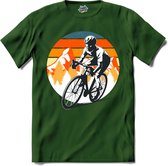 Wielrennen Fiets | Mountainbike sport kleding - T-Shirt - Unisex - Bottle Groen - Maat L