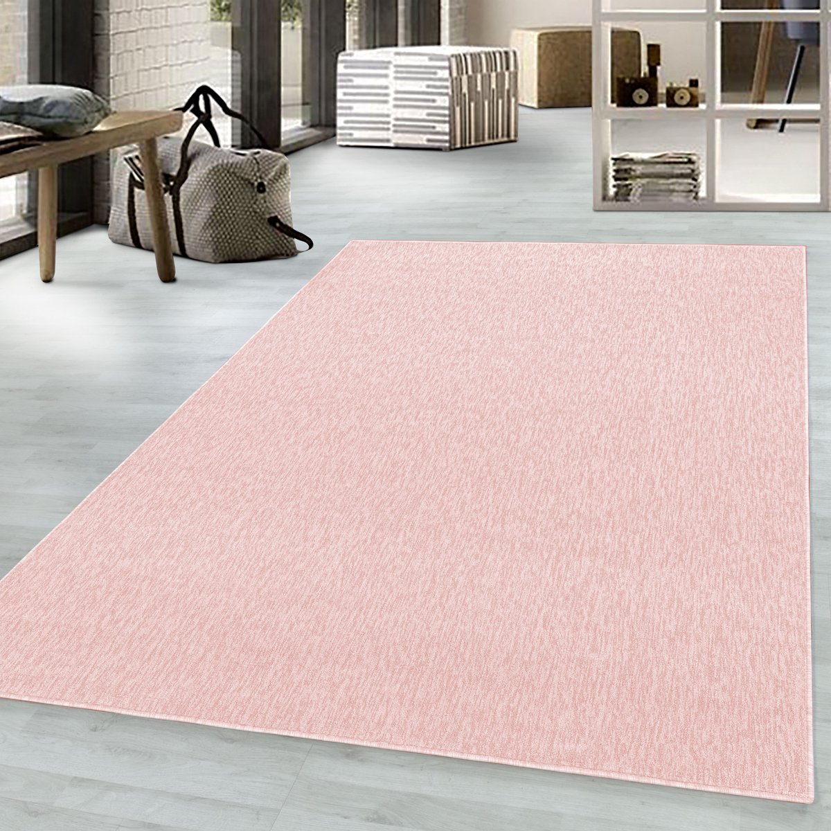 Nizza Vloerkleed – Roze – Laagpolig & Effen Design – 200x290 cm