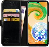Rosso Element Book Case Wallet Hoesje Geschikt voor Samsung Galaxy A04s | Portemonnee | 3 Pasjes | Magneetsluiting | Stand Functie | Zwart