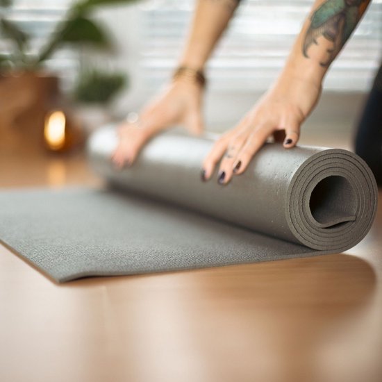 Yogamat studio grijs extra breed - Lotus | 4,5 mm | fitnessmat | sportmat | pilates mat