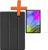 Hoes Geschikt voor Samsung Galaxy Tab A 10.1 2019 Hoes Tri-fold Tablet Hoesje Case Met Screenprotector - Hoesje Geschikt voor Samsung Tab A 10.1 2019 Hoesje Hardcover Bookcase - Zwart