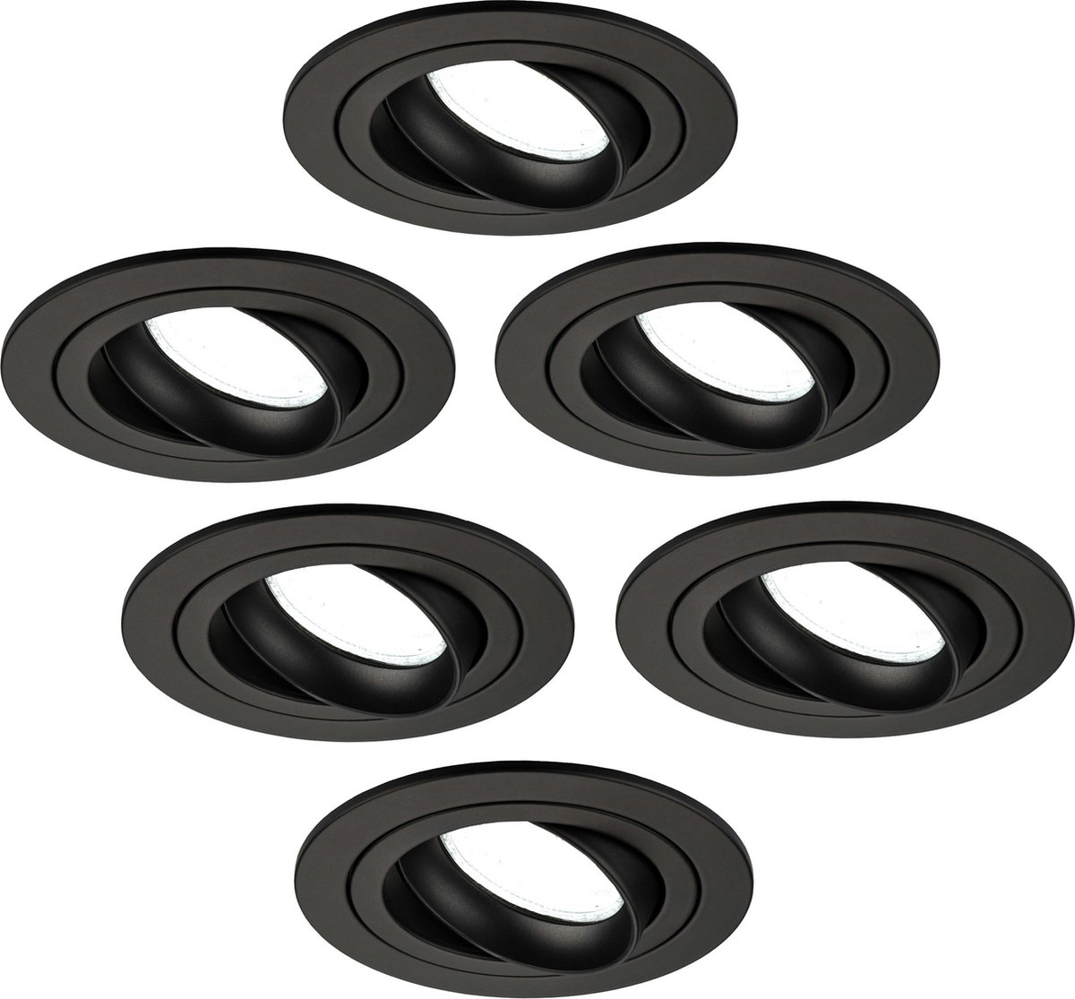 Ledvion - 6X LED Inbouwspot Tokyo - Zwart - Dimbaar - 3W - 6500K - Ø92 mm