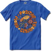 Flower Power - Grow Positive Thoughts - Vintage Aesthetic - T-Shirt - Meisjes - Royal Blue - Maat 12 jaar