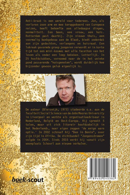 Achterkant boek 'Blaak 40' met tekst en portret van Kees Ketting.