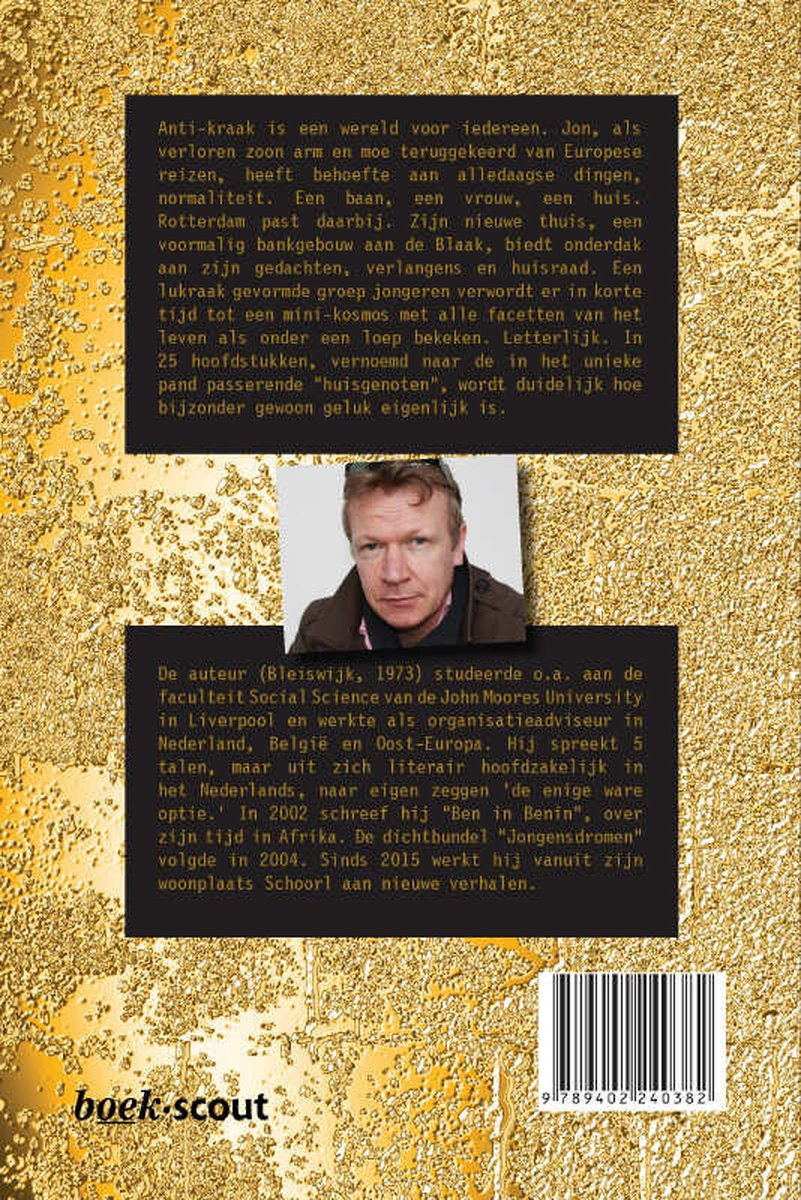Achterkant boek 'Blaak 40' met tekst en portret van Kees Ketting.