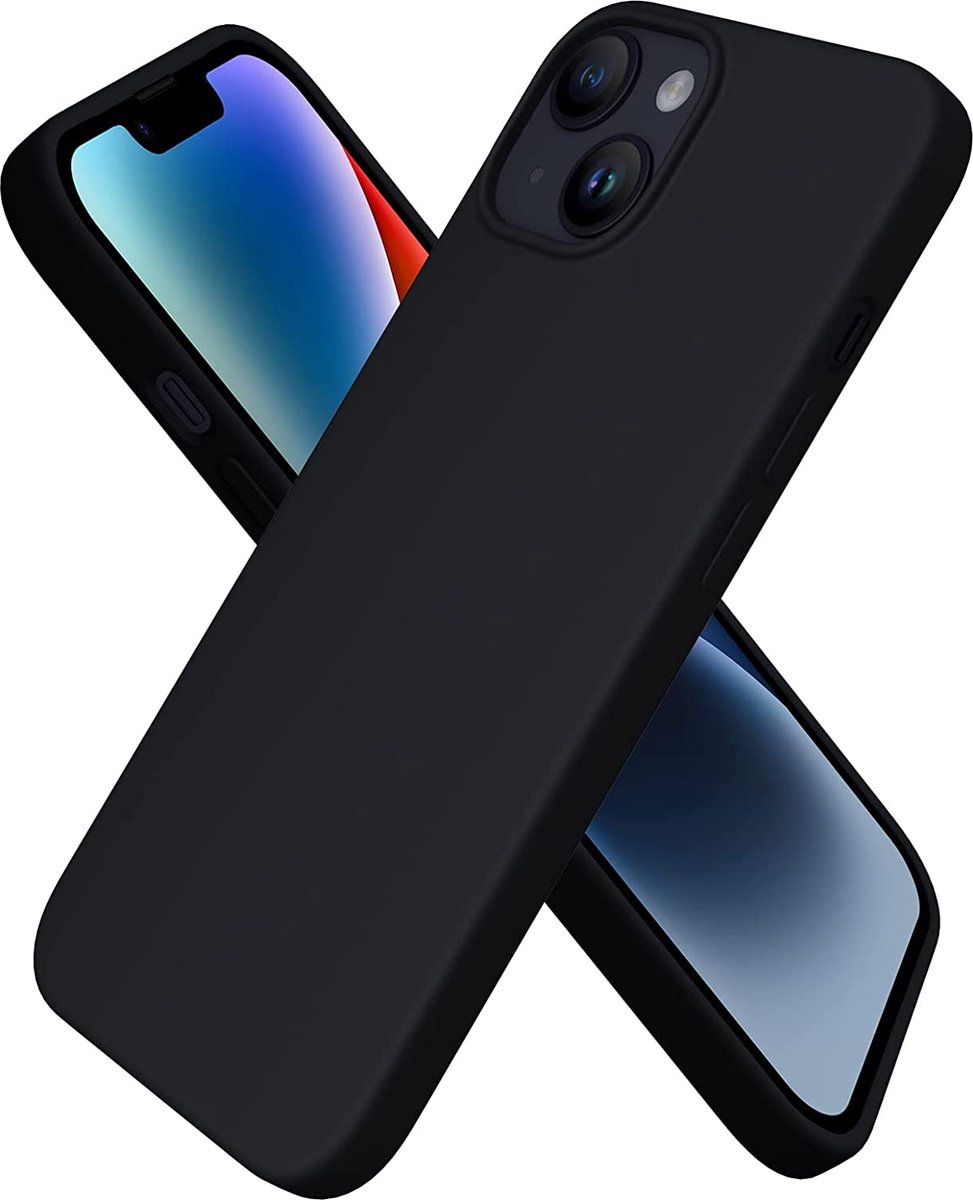 Compatibel met iPhone 14, hoes 6,1 inch 2022, siliconen case, ultradun, volledige bescherming, vloeibare siliconen telefoonhoes, bescherming voor iPhone 14 6,1 inch 2022, middernacht