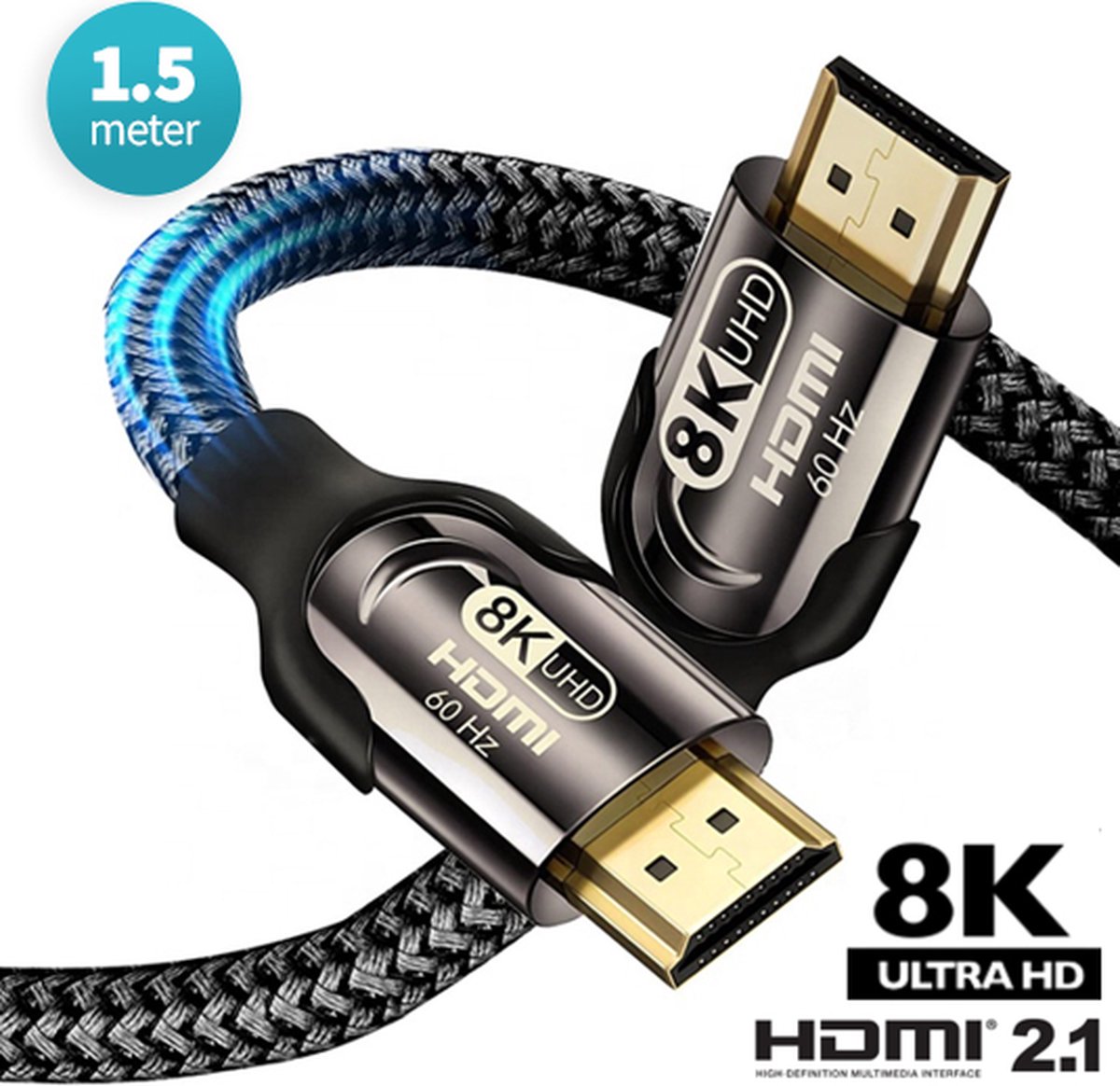 DINTO® HDMI Kabel 2.1 - 4K + 8K Ultra HD - 1.5 meter - HDMI naar HDMI - DINTO®