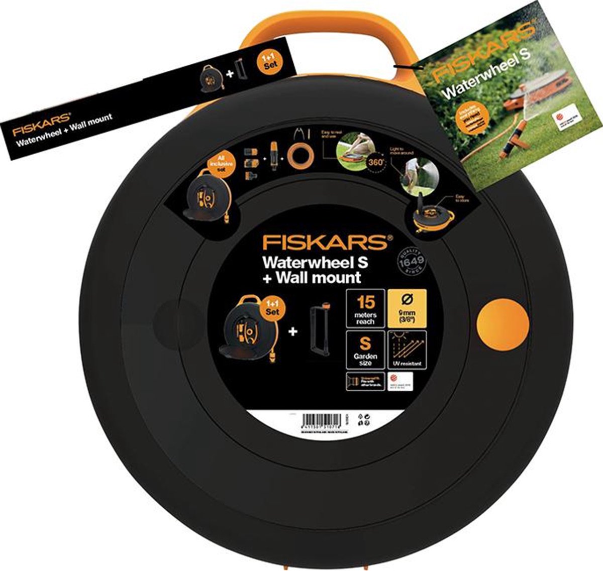 Fiskars Slanghaspel S + Wandbevestiging set - 15 Meter