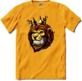 Oranje Leeuw - WK en EK voetbal - koningsdag en Koninginnedag feest kleding - T-Shirt - Meisjes - Geel - Maat 12 jaar