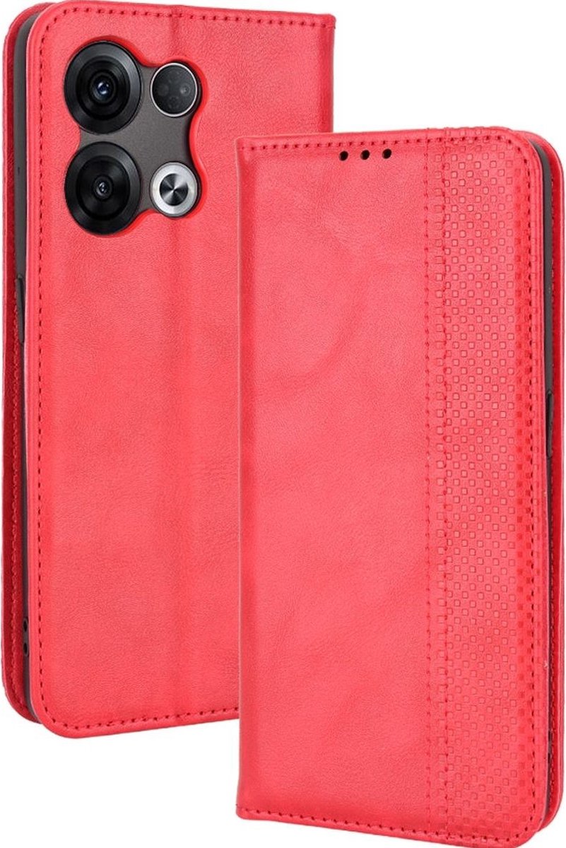 Mobigear Telefoonhoesje geschikt voor OPPO Reno 8 5G Hoesje | Mobigear Sensation Bookcase Portemonnee | Pasjeshouder voor 3 Pasjes | Telefoonhoesje voor Pinpas / OV Kaart / Rijbewijs - Rood