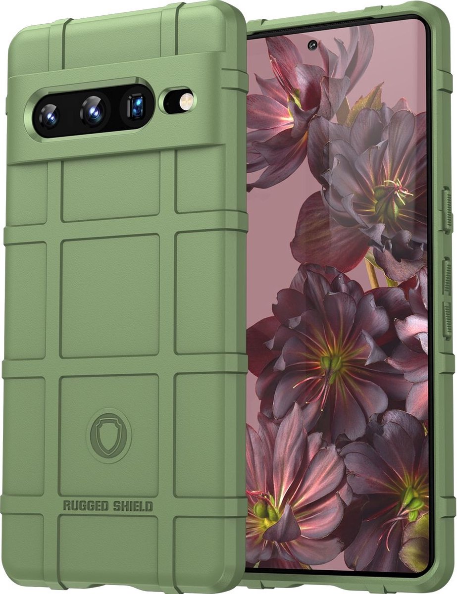 Mobigear Hoesje geschikt voor Google Pixel 7 Pro Telefoonhoesje Flexibel TPU | Mobigear Rugged Shield Backcover Shockproof | Schokbestendig Pixel 7 Pro Telefoonhoesje | Anti Shock Proof - Groen