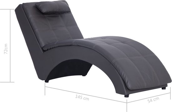 vidaXL Chaise longue met kussens kunstleer grijs, loungebank