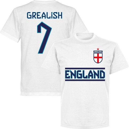 Engeland Grealish 7 Team T-Shirt - Wit - Kinderen - 98