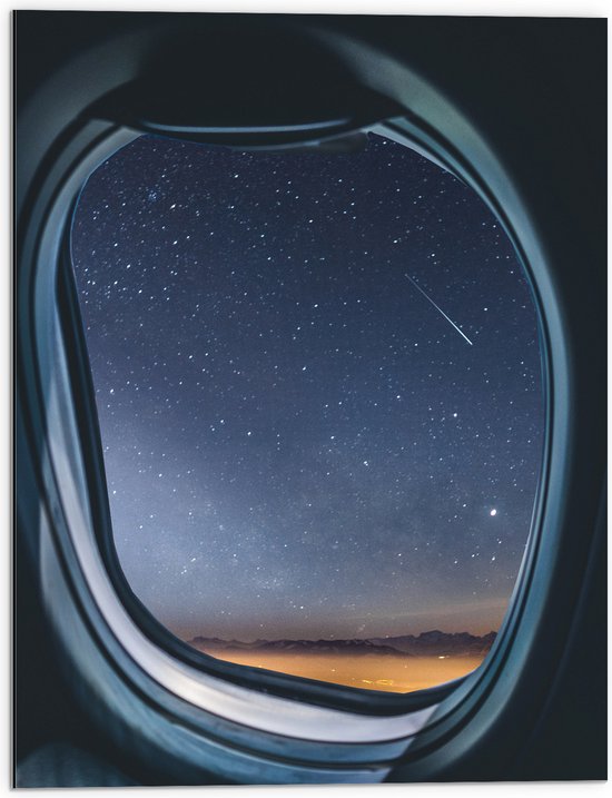 WallClassics - Dibond - sterrenhemel vanuit Vliegtuig - 60x80 cm Foto op Aluminium (Met Ophangsysteem)