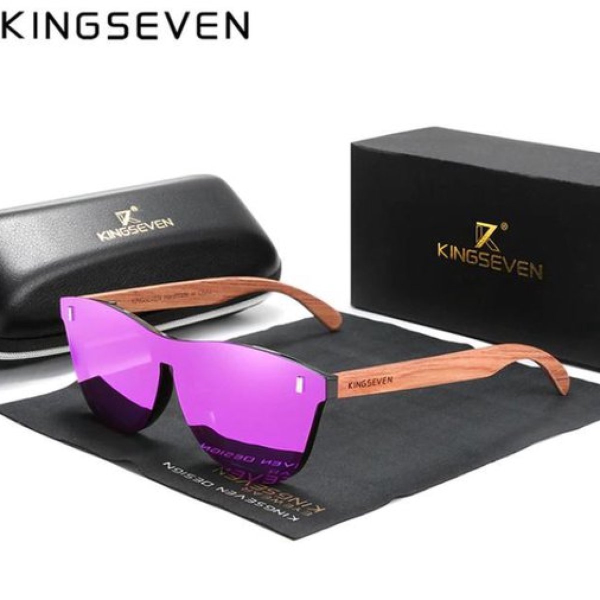 KingSeven - Purple Oculos Bamboo UV400 en polarisatie filter