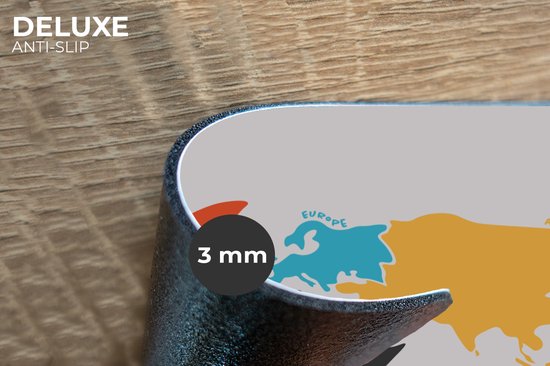 Set de table enfants - Set de table - Napperons plastique - Carte - Monde - Simple - 45x30 cm - 6 pièces - Résistant à la chaleur - Antidérapant - Pad - Amovible