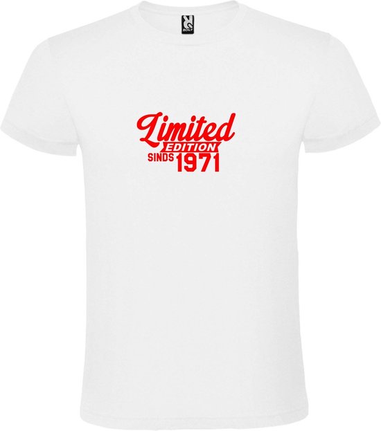 Wit T-Shirt met “ Limited edition sinds 1971 “ Afbeelding Rood Size XXXXL