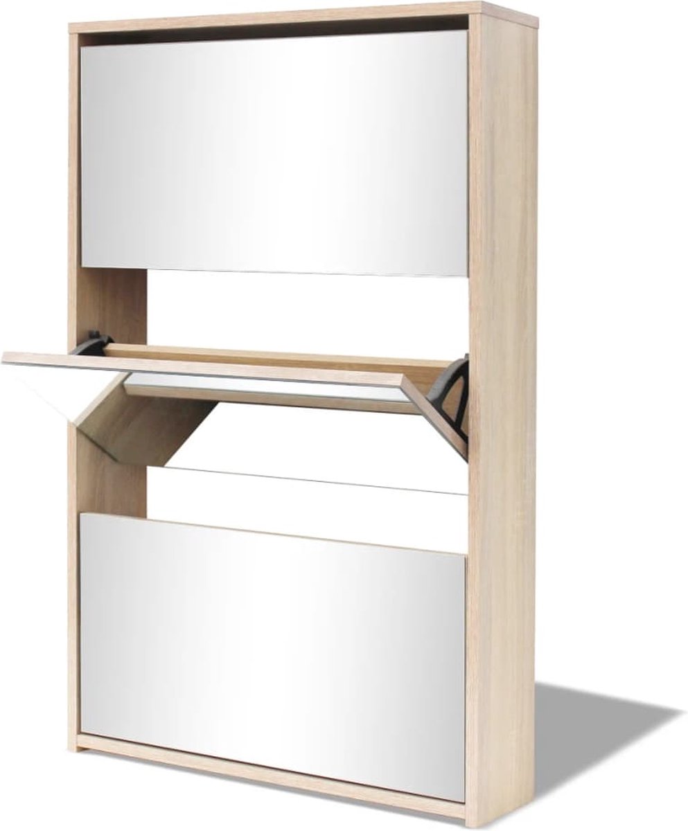 Dlos Schoenenrek, Multifunctioneel Entreemeubilair Met 3 Vouwdeuren, Schoenenkast Met Dubbele Diepte 100 Made In Italy 67x28h112 Cm Cement