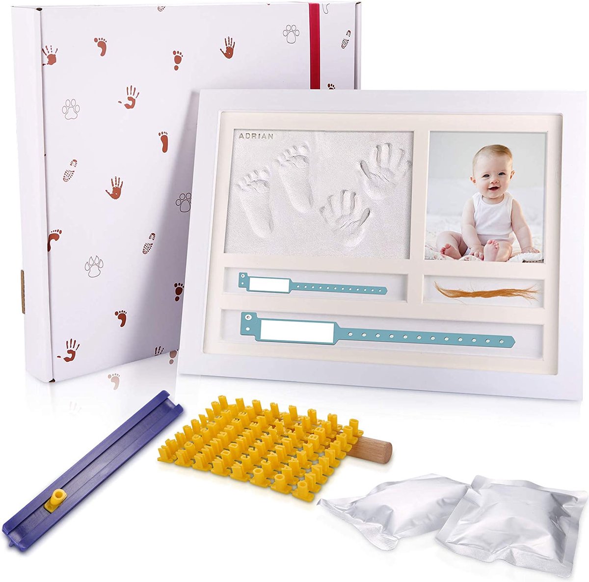 Goedkoopste Baby Fotolijstje met Klei Afdruk Gipsafdruk baby - - Kraamcadeau jongens Kraamcadeau meisjes – Pasgeboren Baby – Geboortecadeau afdrukkenset