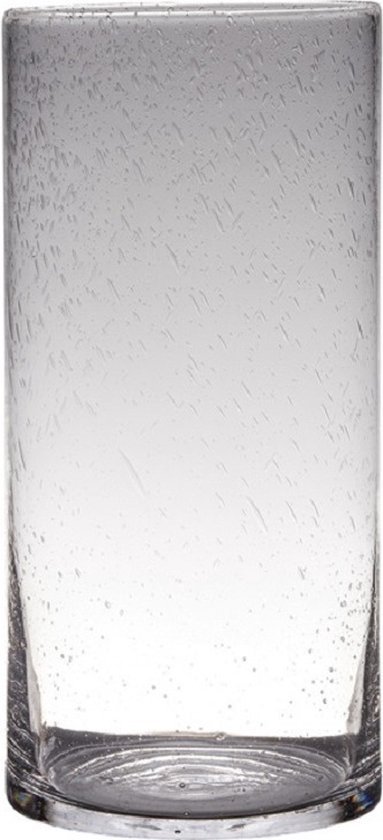 Transparante home-basics Cylinder vorm vaas/vazen van bubbel glas 40 x 19 cm - Bloemen/takken/boeketten vaas voor binnen gebruik