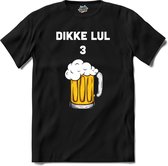 Dikke lul 3 bier - Bier kleding cadeau - bierpakket kado idee - grappige bierglazen drank feest teksten en zinnen - T-Shirt - Heren - Zwart - Maat XL