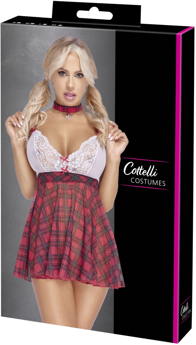 Goedkoopste Cottelli Costumes - Schooluniform Kostuum - Rood/Wit