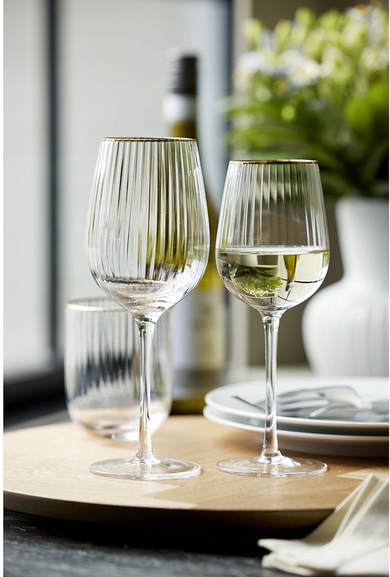 Lyngby Glas - Verre à vin vin blanc Palermo bord doré (lot de 4) - Verres à vin