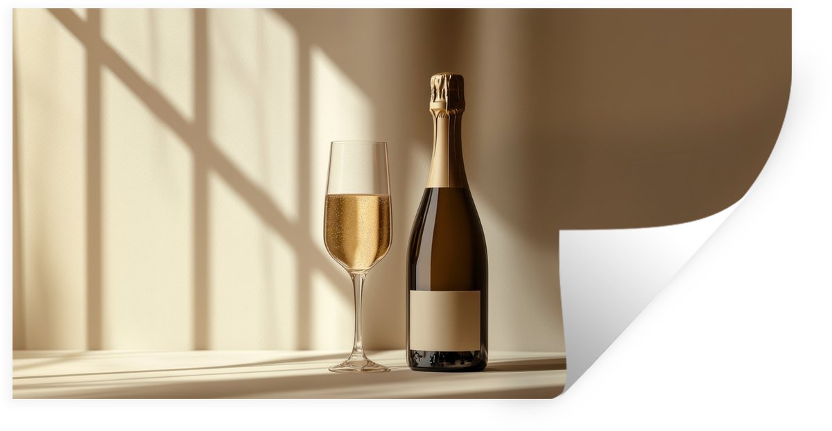 Muurstickers - Sticker Folie - Champagne - Beige - Schaduw - Bubbels - 160x80 cm - Plakfol