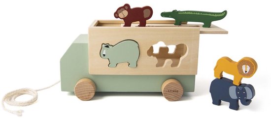 Trixie Trekfiguur Vrachtwagen 23 Cm Hout Naturel/groen 6-delig