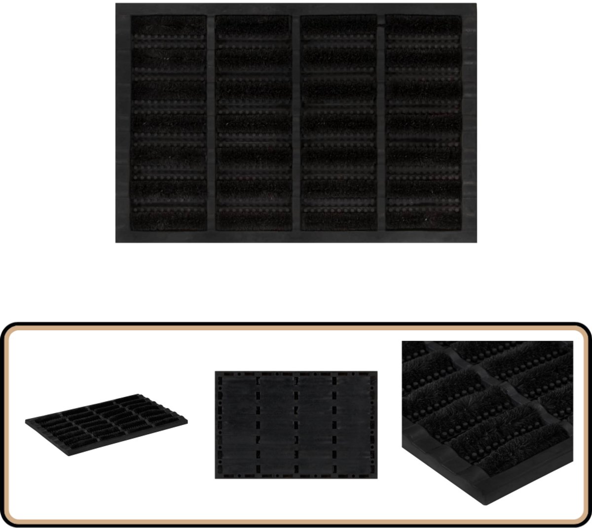 vidaXL - Deurmat - rechthoekig - 40x60 - cm - rubber - en - kokosvezel