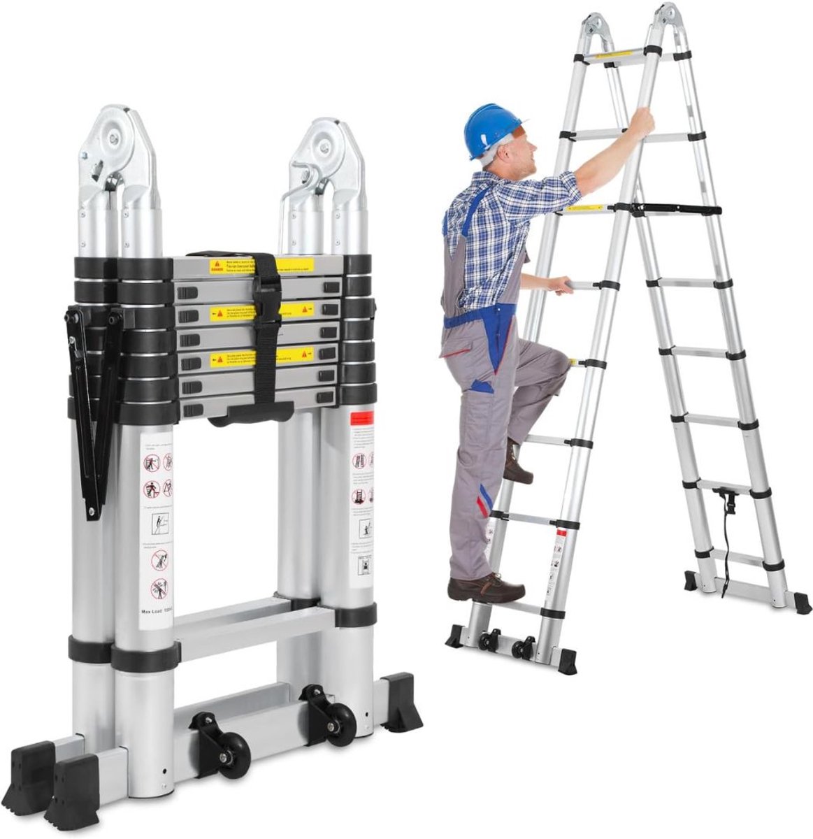 VELTRR® Telescoopladder Aluminium - Vouwladder - 5M