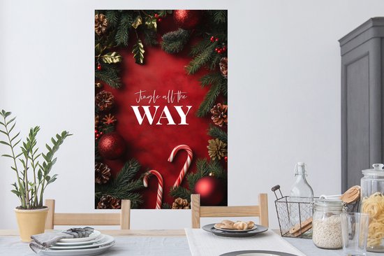 Stickers muraux - Film adhésif - Noël - Citation - Rouge - Boules de Noël - 80 x 120 cm - Film adhésif - Stickers muraux chambre d'enfant - Papier peint autocollant - Film adhésif