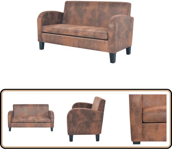 vidaXL Canapé 2 places Canapé 2 places en faux suède marron - Acheter Canapés - Meubilair de salon - Canapé en simili cuir - Canapé marron - Canapé classique - Canapé élégant