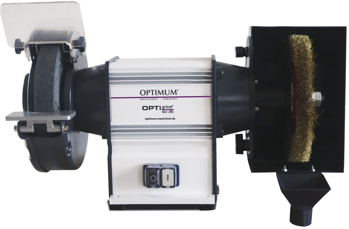 Combinatie slijpmachine met borstel dia. 200 mm 2850 tpm 600 W 400V inclusief slijpsteen en borstel Optigrind GU20B 400V