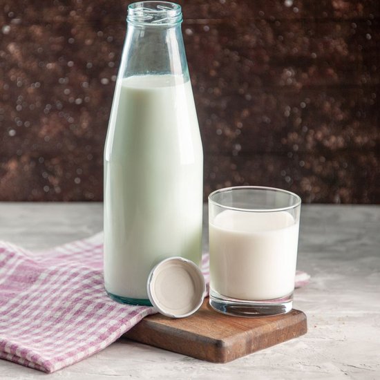 KADAX melkflessen 1L met schroefdop, lege flessen met grote opening om te vullen met melk, glazen flessen met deksel, breedhalsfles van glas (1 stuk