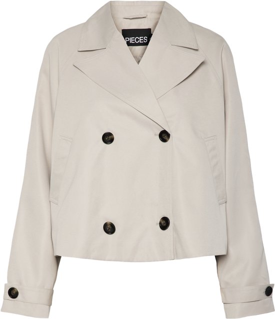 PIECES PCSCARLETT LS SHORT TRENCHCOAT NOOS Dames Trenchcoat - Silver Gray
