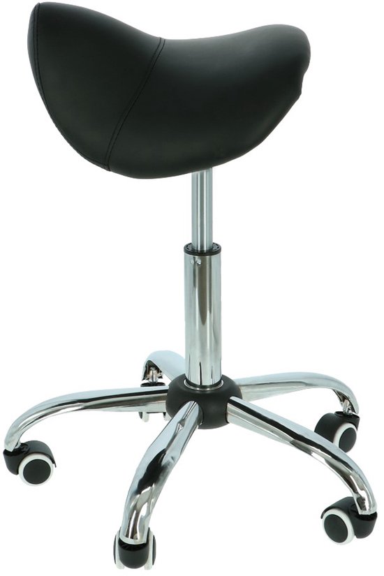 Alora Massagetafel Relax Budget + Alora zadelkruk - Tabouret – Zwart/Chrome - kruk – Kapperskruk - Max. Draagvermogen 250 KG - 8 Hoogtestanden - Incl. Opbergtas - massage bed