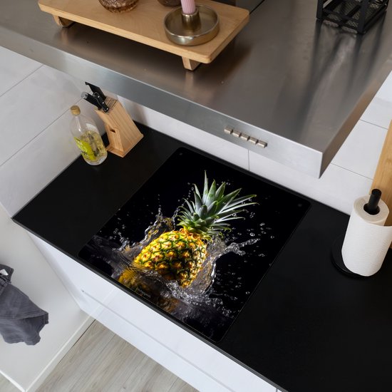 KitchenYeah® Protection plaque induction 60x55 cm - Ananas - Fruit - Eau - Protege plaque de cuisson - Couvre plaque induction - Protecteur d'induction - Cuisine