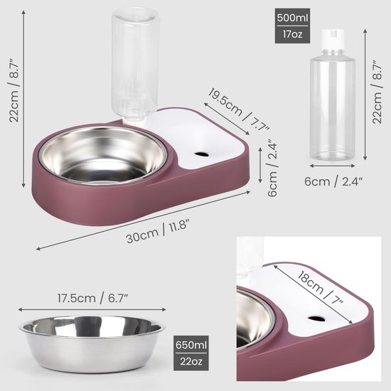 Automatische waterdispenser voor honden, kattenvoerdispenser Automatische konijnenvoerdispenser voor katten Honden Konijnen(Pearl White Set [Drinkwater Voederbak