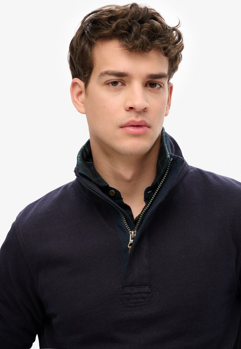 Superdry Cotton Classics Jersey Sweatshirt Met Halve Rits Heren Truien Marineblauw