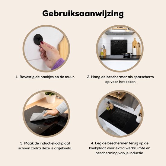 KitchenYeah® Protection plaque induction 60x52 cm - Noir - Peinture - Protege plaque de cuisson - Couvre plaque induction - Protecteur d'induction - Cuisine