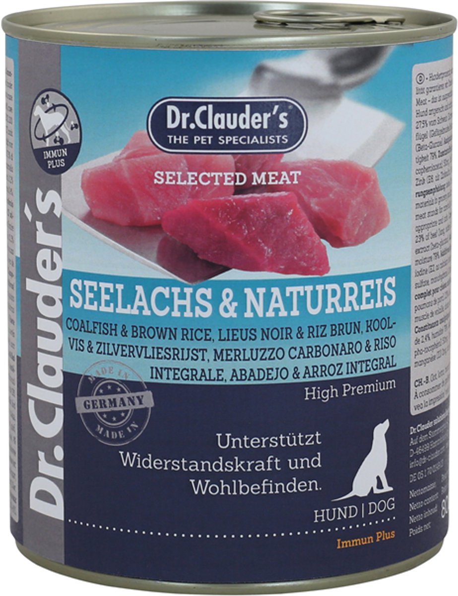 Dr Clauder's Hondenblik Geselecteerd Vlees 6x800g - Koolvis & Rijst