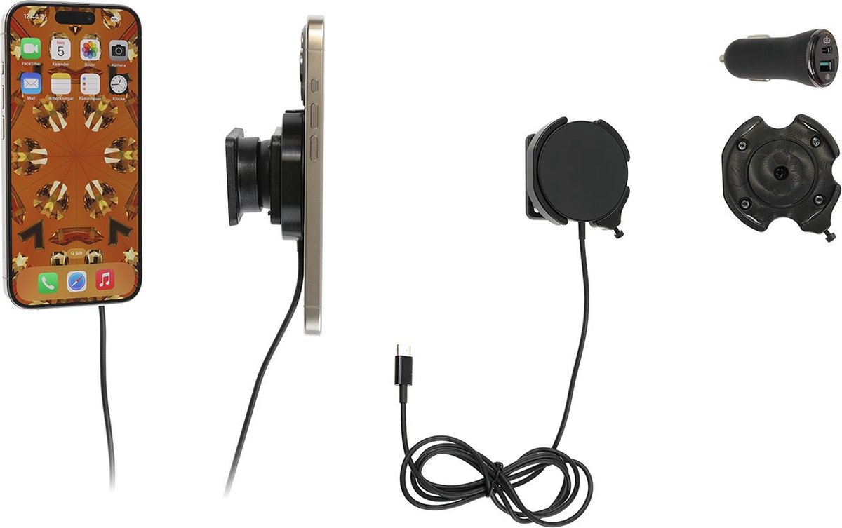Brodit houder/swivel MagSafe Charger-zwart/sig iPhone 12-17