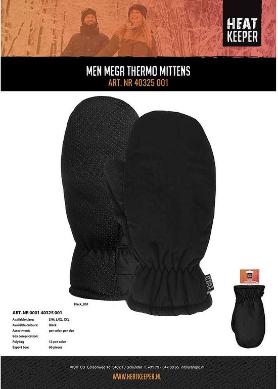 Heatkeeper Heren Thermo Wanten Mega - Zwart - TOG Waarde 6.3 - Thermo Isolerend - Maat L/XL