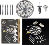 Oesterservies 9-delig - Complete Set met Oestermes, Citruspers, Serveerschaal & Vorkjes - Luxe Cadeauset - Zilver