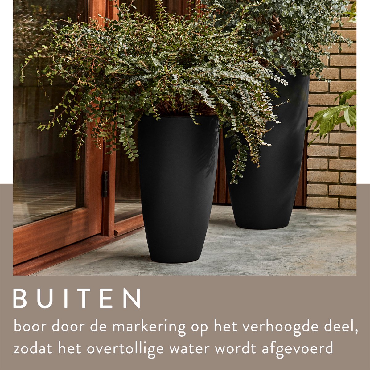Elho June Split Low 46 - Beige - 46 x H 42 cm - Binnen en Buiten