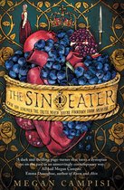Boekomslag 'The Sin Eater' met een kroon, fruit en een dolk. Tekst: 'THE SIN EATER'.