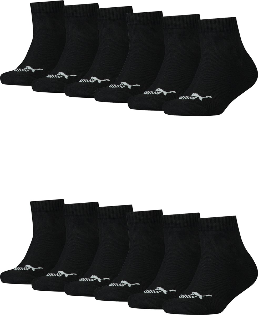 12 PACK Puma KIDS Quarter Socks sneakermaat 27 38 voor meisjes en jongens Zwart