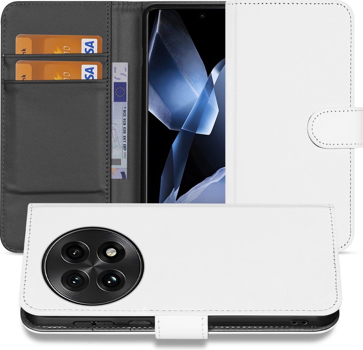 Book Case Telefoonhoesje OnePlus 13 Wit met Pasjeshouder